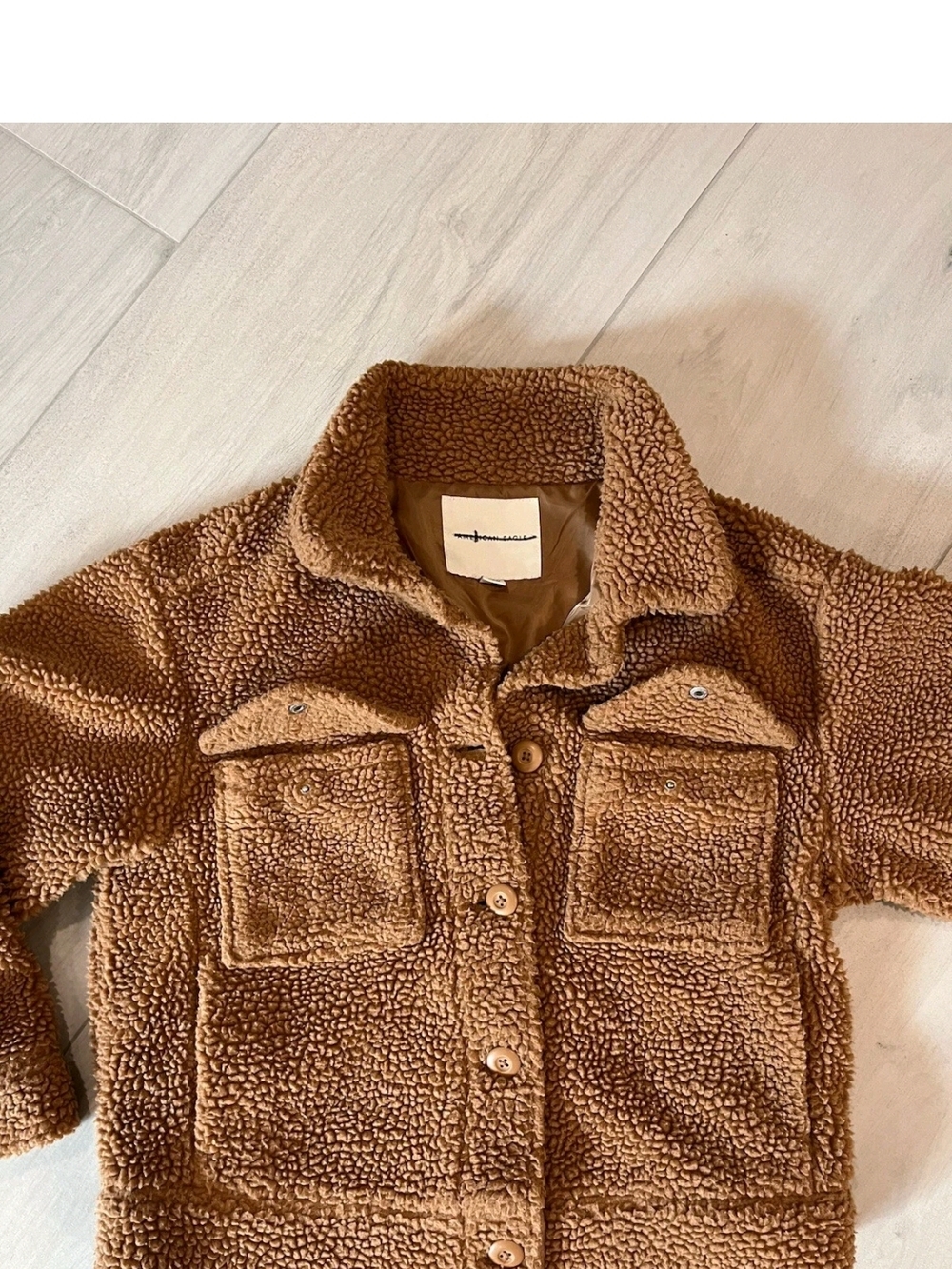 American Eagle Outfitters Teddy Fleece Button-Up Jacket in Brown - Picture 4 of 7